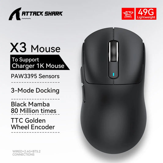 ATTACK SHARK X3 Lightweight Mouse Wireless Bluetooth Tri-Mode Connection