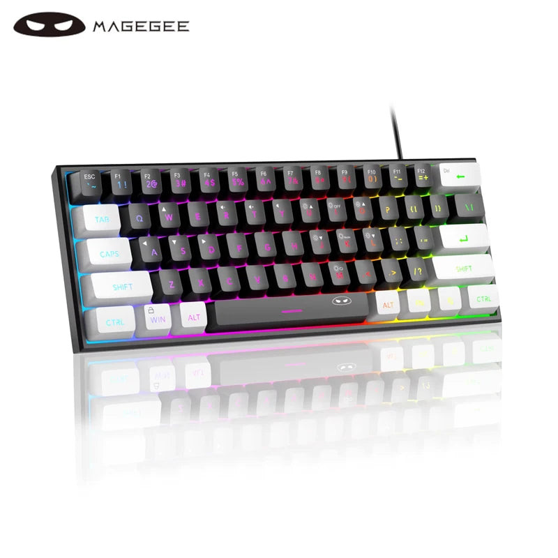 Teclado MageGee 60% RGB – Compacto e Confortável para Trabalho e Setup Gamer