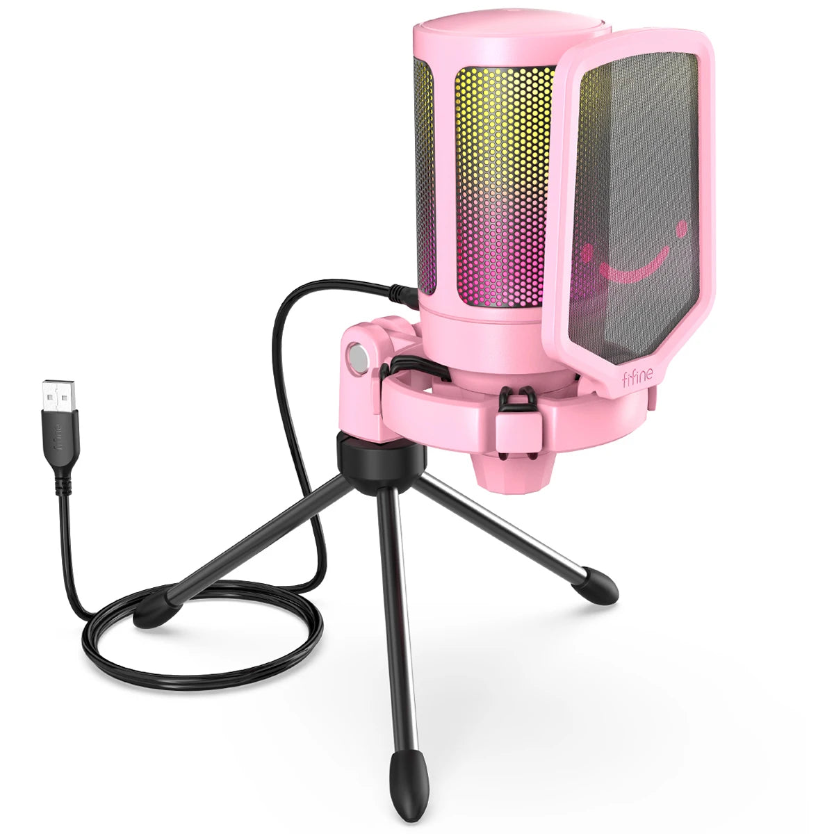 Microfone condensador USB FIFINE para jogos, compatível com PC, PS4, PS5 e MAC
