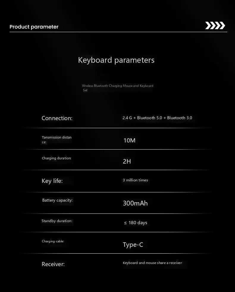 Teclado sem fio, 2.4G e Bluetooth 5.0