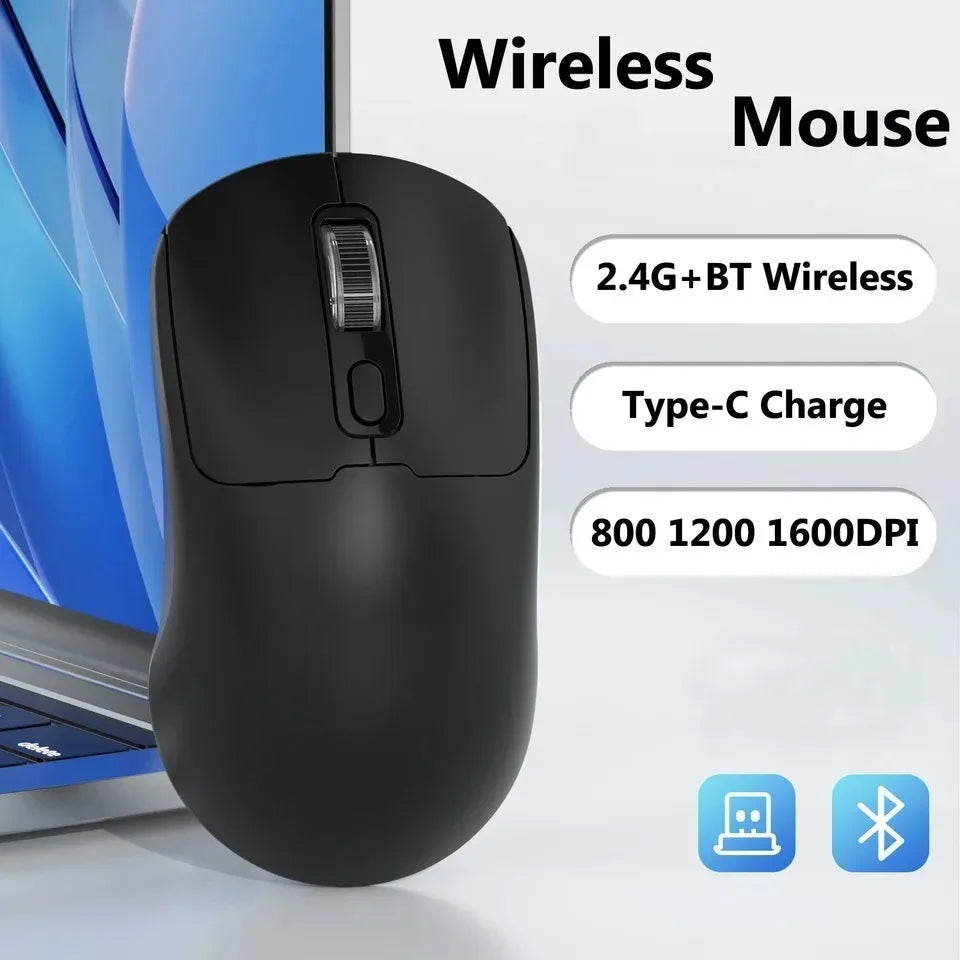 Mouse sem fio Kebidumei, 2.4G Bluetooth 5.4, recarregável, para uso em PC e laptop
