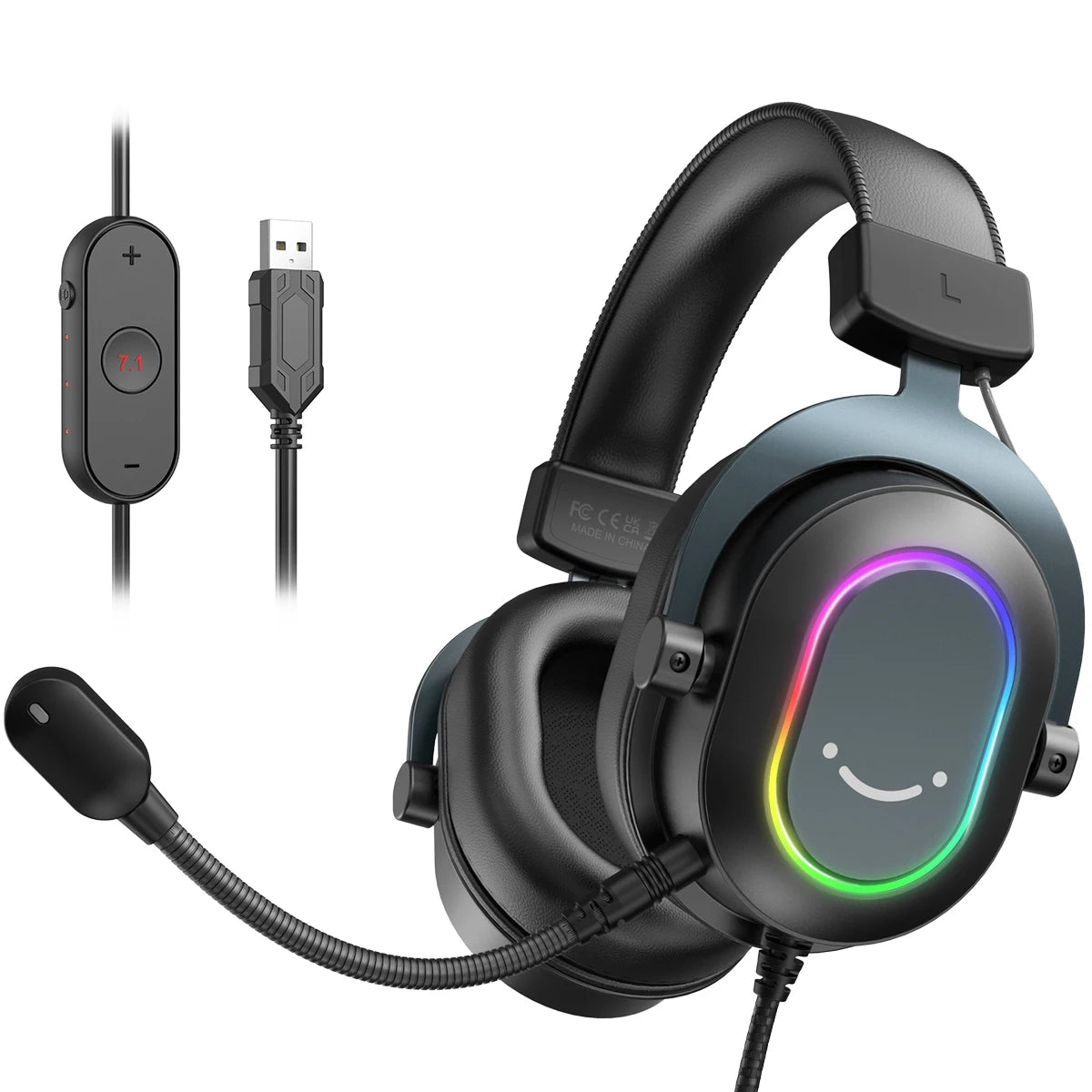 Headset Gamer Fifine H6 RGB 7.1 com Microfone – Áudio Imersivo para PC, PS4 e PS5