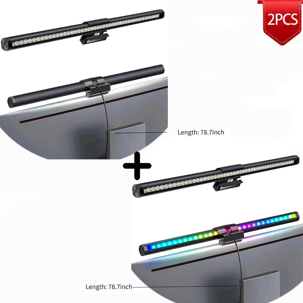 Luminária LED RGB para Monitor 44cm – Iluminação Confortável para Estudo, Trabalho e Games
