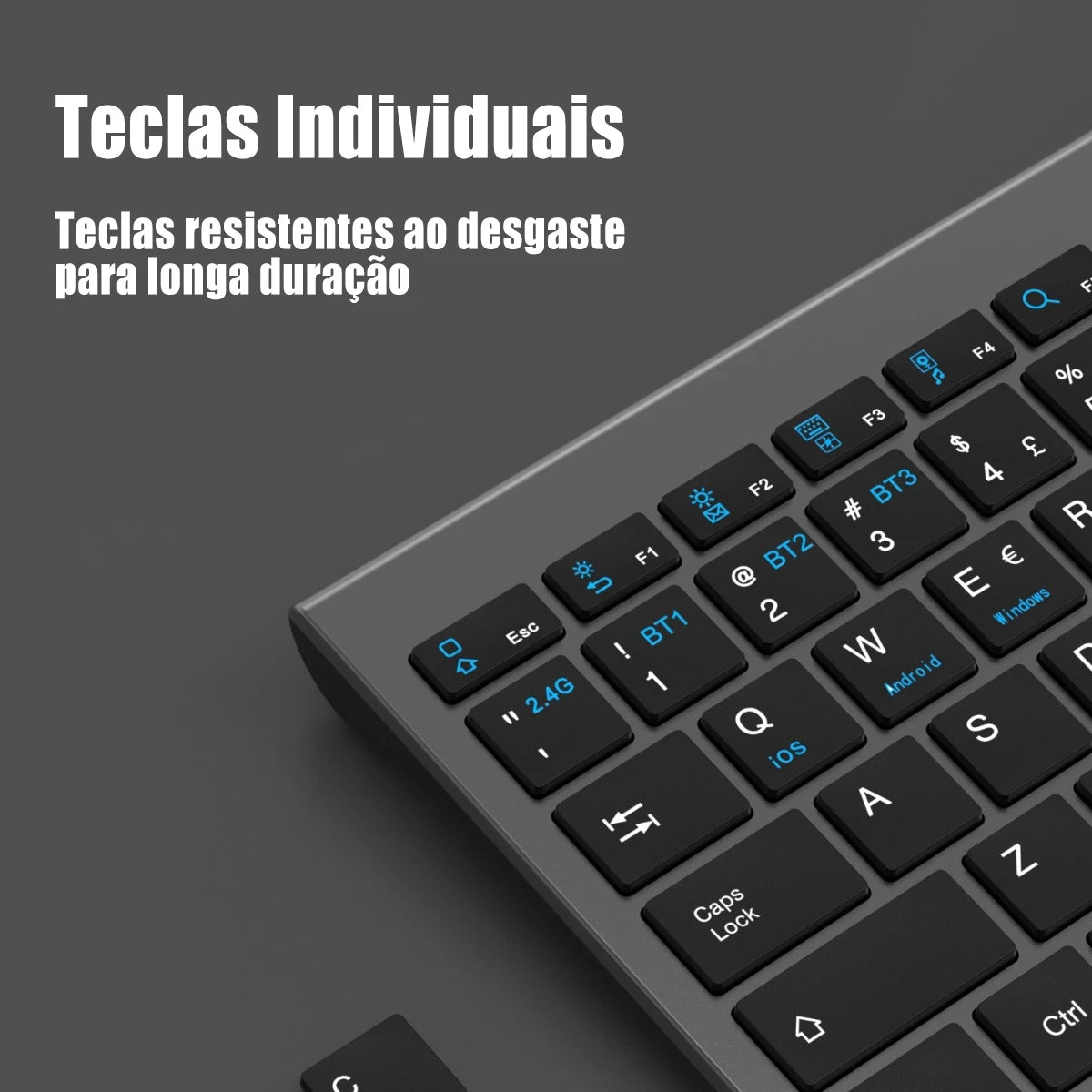Kit de teclado e mouse sem fio Bluetooth e 2.4G, recarregável