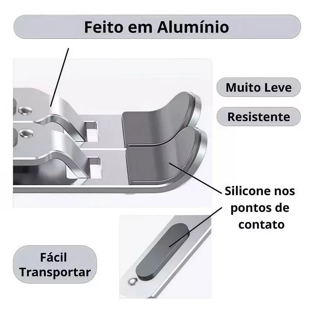 Suporte Ajustável para Notebook em Alumínio - Premium