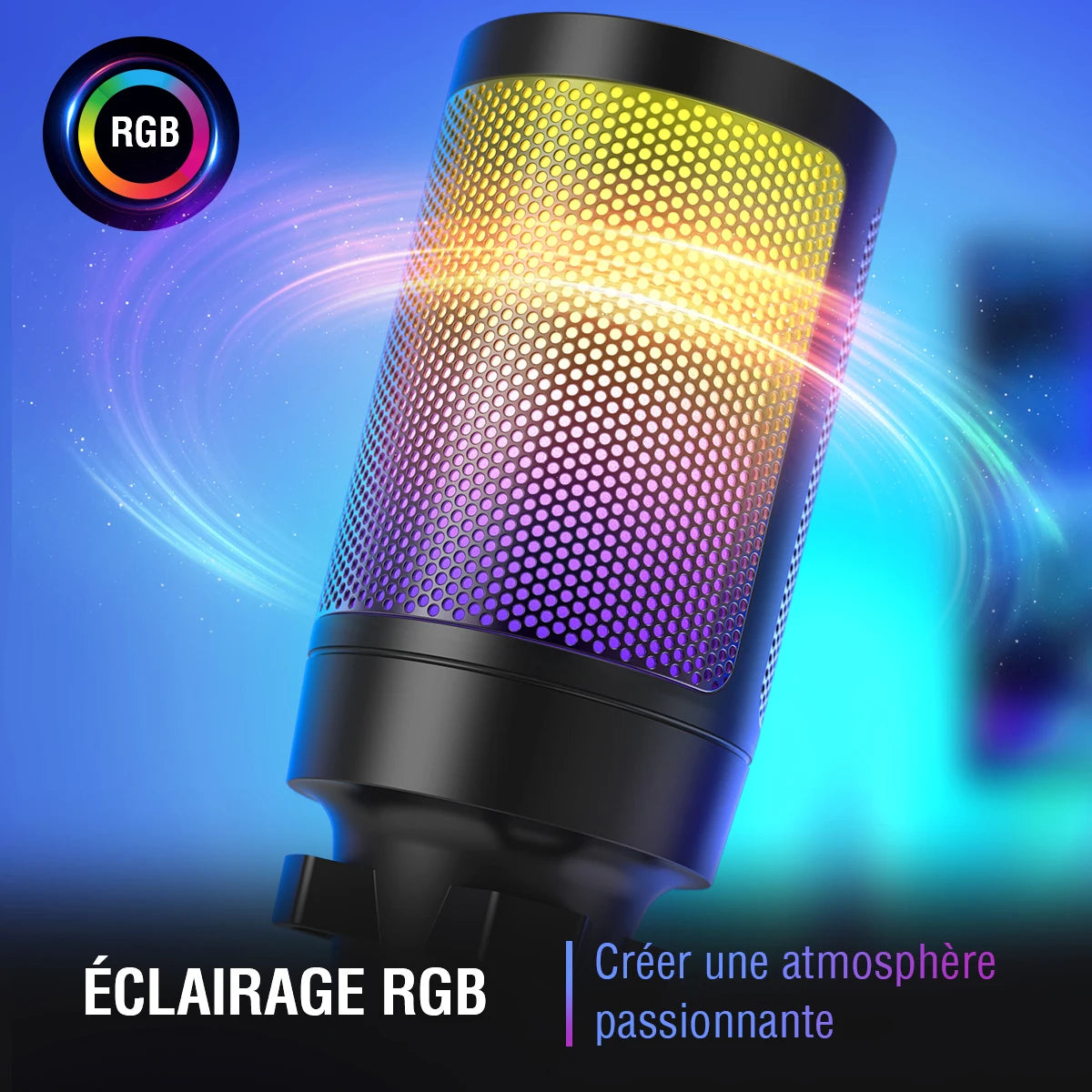 Microfone condensador USB FIFINE para jogos, compatível com PC, PS4, PS5 e MAC