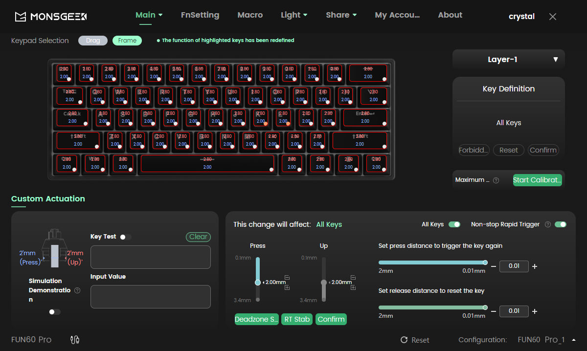 Teclado Mecanico , Akko MonsGeek FUN60 com Switch Magnético, 60%, com Resposta Rápida de 0,01mm, 8K ARGB HE/TMR