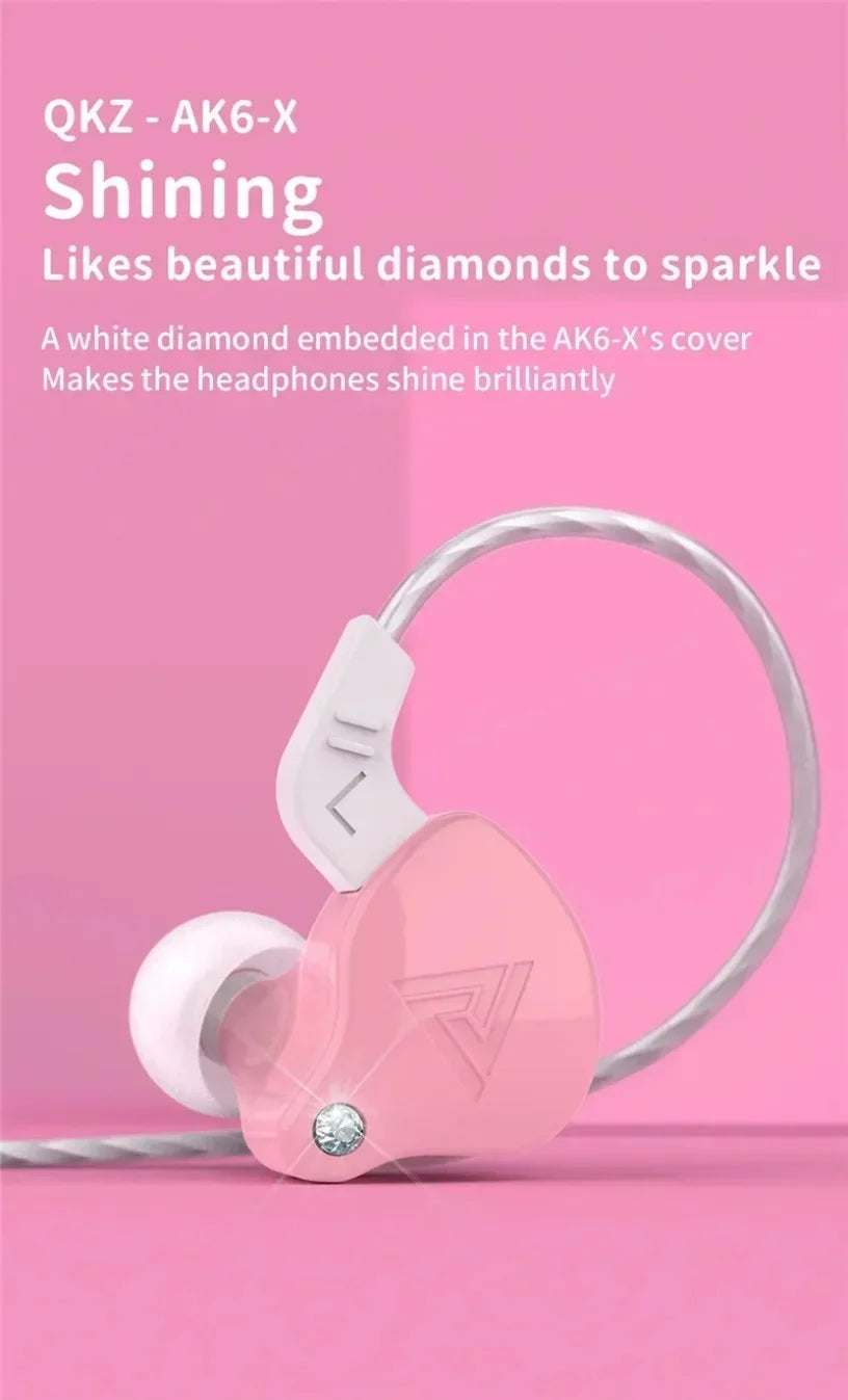 QKZ AK3 FiLe Wired Earphone with Microphone HiFi Music Monitor Bass Headphones Noise Cancelling Headset For Sport Gaming Earbuds