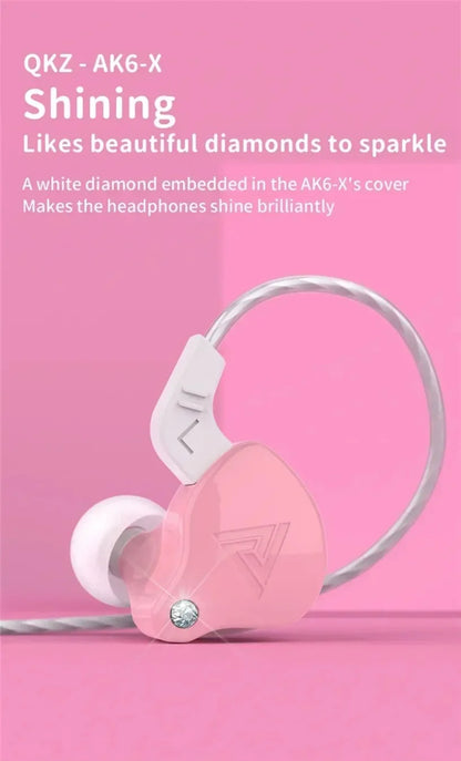 QKZ AK3 FiLe Wired Earphone with Microphone HiFi Music Monitor Bass Headphones Noise Cancelling Headset For Sport Gaming Earbuds