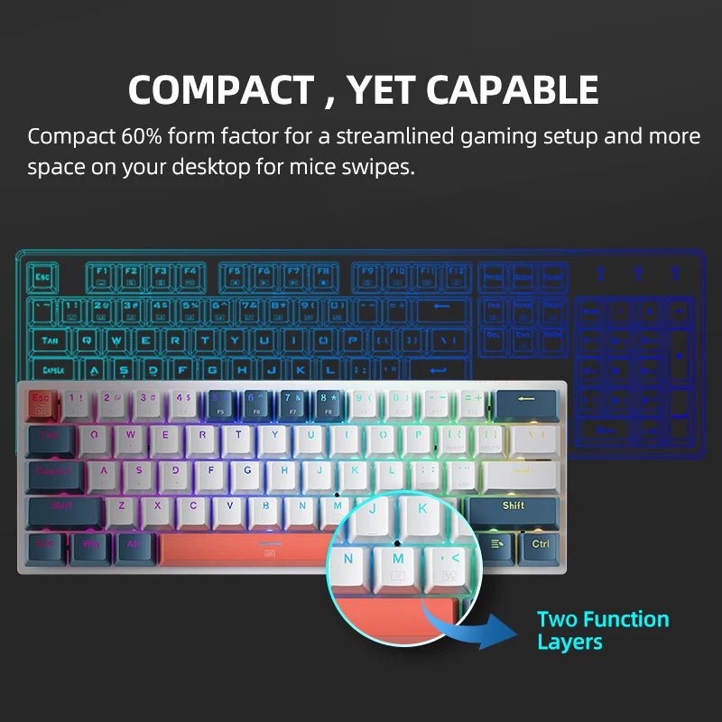 Teclado Mecânico Machenike K500-B61 60% – RGB e Switches Hot-Swap para Setup Gamer