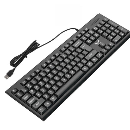 Teclado USB com fio, 104 teclas,  com membrana.