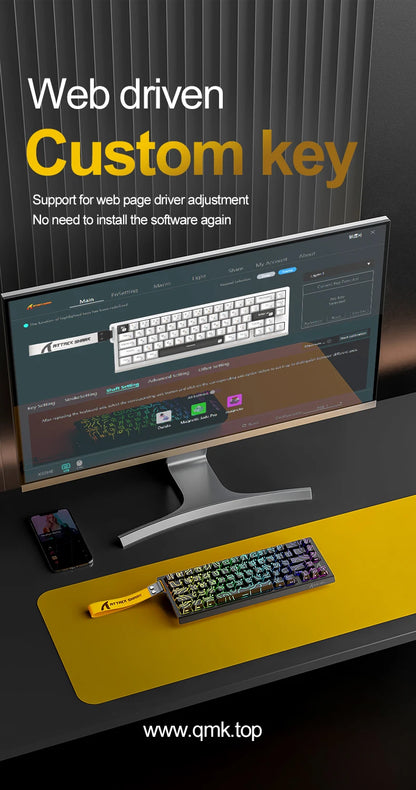 Teclado Gamer Attack Shark X68HE – Switch Magnético com Rapid Trigger e Alta Performance