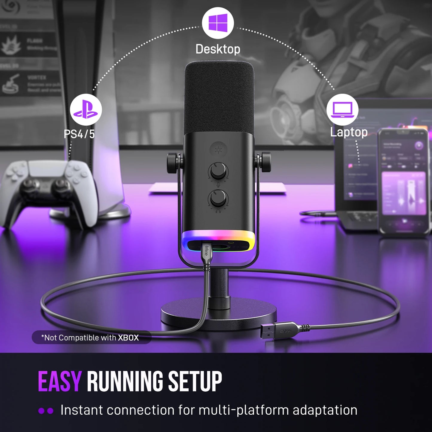 Microfone dinâmico FIFINE USB/XLR (AmpliGame-AM8).