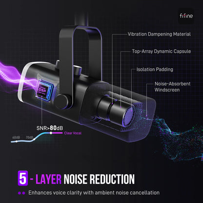Microfone dinâmico FIFINE USB/XLR (AmpliGame-AM8).