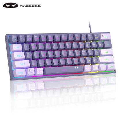 Teclado MageGee 60% RGB – Compacto e Confortável para Trabalho e Setup Gamer