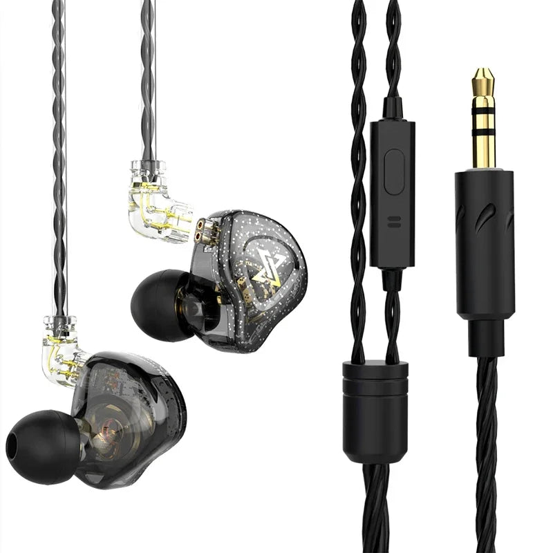 QKZ AK3 FiLe Wired Earphone with Microphone HiFi Music Monitor Bass Headphones Noise Cancelling Headset For Sport Gaming Earbuds