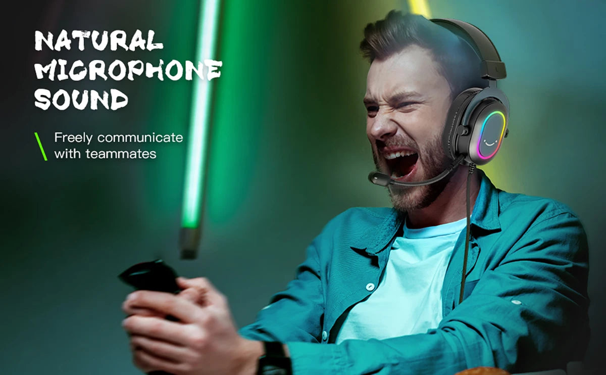 Headset Gamer Fifine H6 RGB 7.1 com Microfone – Áudio Imersivo para PC, PS4 e PS5