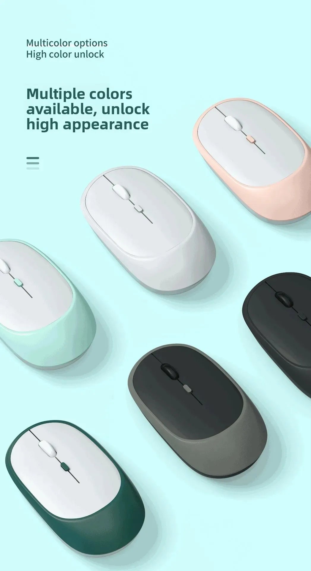 Mouse sem fio, Clean, para laptop, tablet, PC e Macbook.