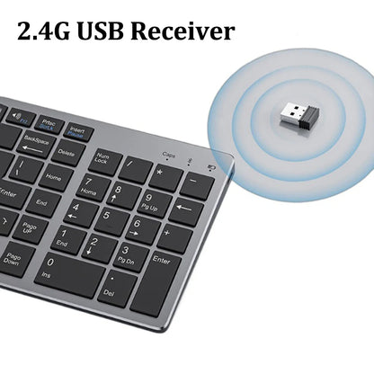 Teclado sem fio, 2.4G e Bluetooth 5.0