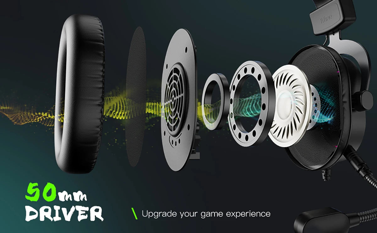 Headset Gamer Fifine H6 RGB 7.1 com Microfone – Áudio Imersivo para PC, PS4 e PS5