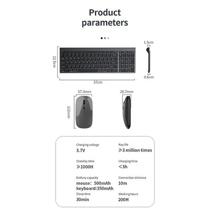 Conjunto de teclado e mouse Bluetooth recarregável