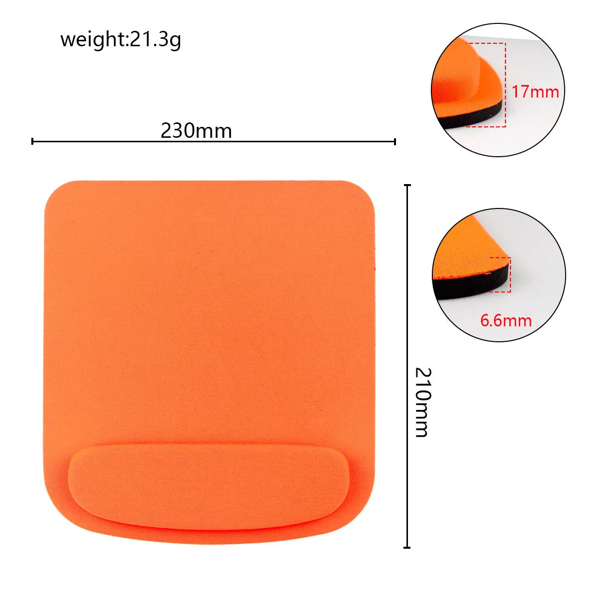 Mousepad ergonômico, com apoio para o pulso, para uso no escritório.
