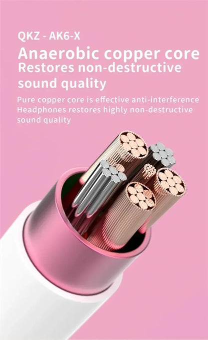 QKZ AK3 FiLe Wired Earphone with Microphone HiFi Music Monitor Bass Headphones Noise Cancelling Headset For Sport Gaming Earbuds