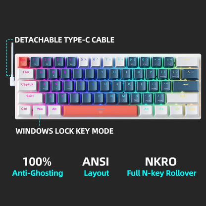 Teclado Mecânico Machenike K500-B61 60% – RGB e Switches Hot-Swap para Setup Gamer