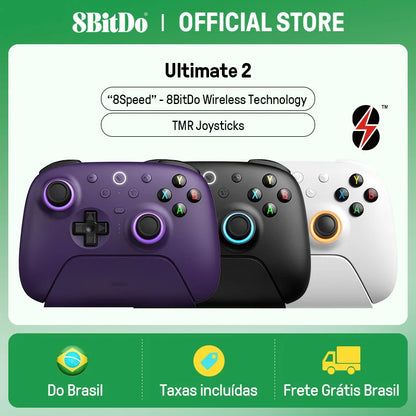 Controle 8BitDo Ultimate 2 Sem Fio – Alta Precisão com Joysticks TMR para PC e Android