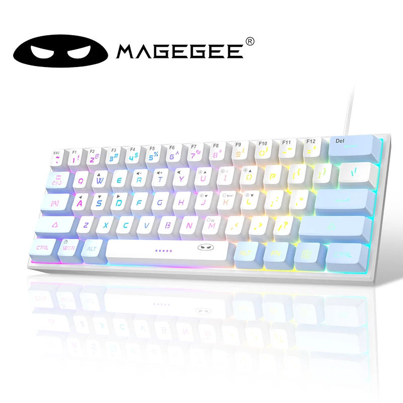Teclado MageGee 60% RGB – Compacto e Confortável para Trabalho e Setup Gamer