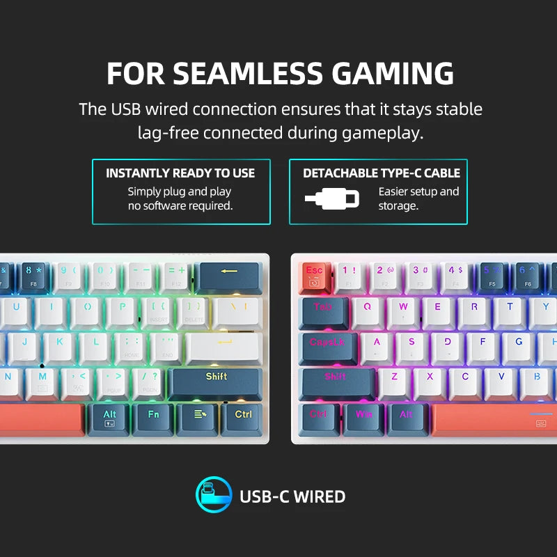 Teclado Mecânico Machenike K500-B61 60% – RGB e Switches Hot-Swap para Setup Gamer