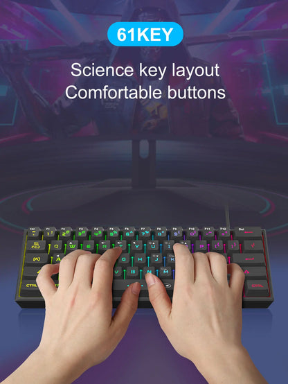 Teclado MageGee 60% RGB – Compacto e Confortável para Trabalho e Setup Gamer
