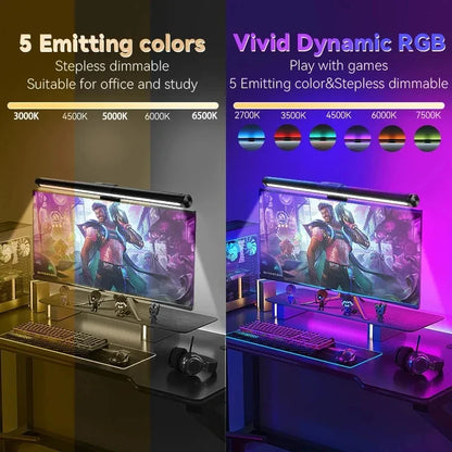 Luminária LED RGB para Monitor 44cm – Iluminação Confortável para Estudo, Trabalho e Games
