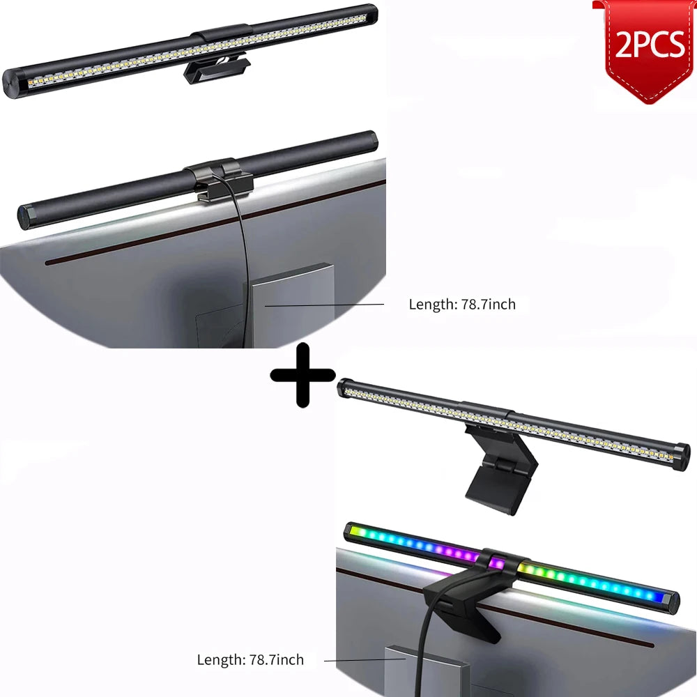 Luminária LED RGB para Monitor 44cm – Iluminação Confortável para Estudo, Trabalho e Games