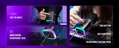 Microfone dinâmico FIFINE USB/XLR (AmpliGame-AM8).