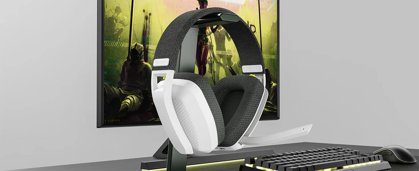 Headset Gamer Bluetooth BINNUNE BW06 com Microfone — PS5, PS4, PC, Mac — Sem Fio 2.4GHz