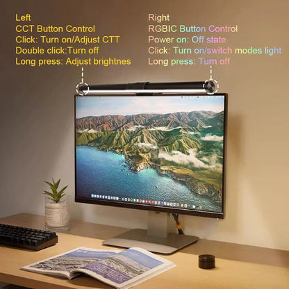 Luminária LED RGB para Monitor 44cm – Iluminação Confortável para Estudo, Trabalho e Games