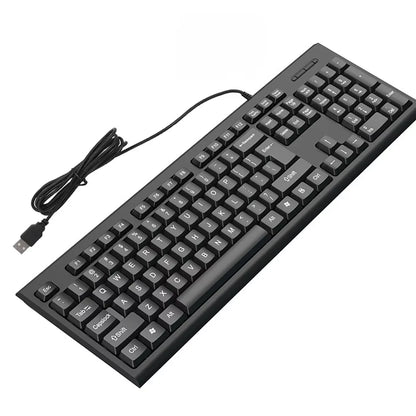 Teclado USB com fio, 104 teclas,  com membrana.