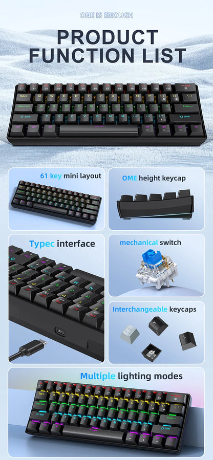 APAYADO K61 Mini Mechanical Keyboard