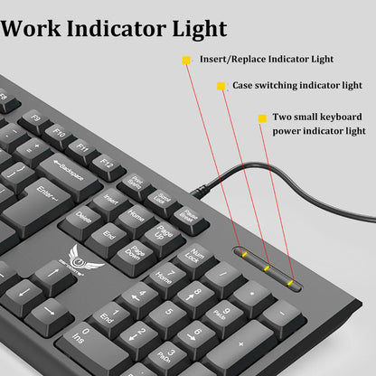 Teclado USB com fio, 104 teclas,  com membrana.