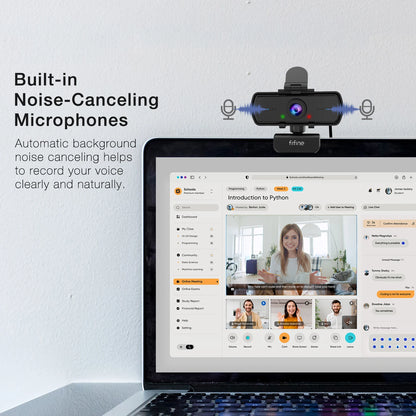 Webcam FIFINE Full HD 1440p para PC com microfone e tripé
