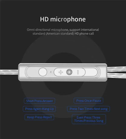 QKZ AK3 FiLe Wired Earphone with Microphone HiFi Music Monitor Bass Headphones Noise Cancelling Headset For Sport Gaming Earbuds