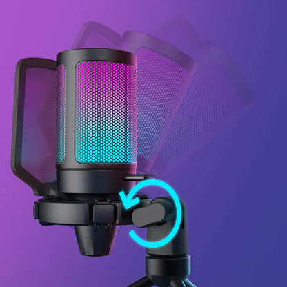 Microfone condensador USB FIFINE para jogos, compatível com PC, PS4, PS5 e MAC