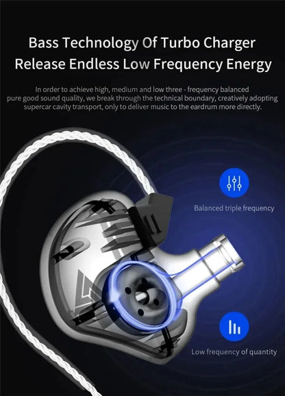 QKZ AK3 FiLe Wired Earphone with Microphone HiFi Music Monitor Bass Headphones Noise Cancelling Headset For Sport Gaming Earbuds