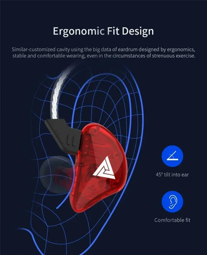 QKZ AK3 FiLe Wired Earphone with Microphone HiFi Music Monitor Bass Headphones Noise Cancelling Headset For Sport Gaming Earbuds