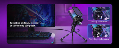 Microfone condensador USB FIFINE para jogos, compatível com PC, PS4, PS5 e MAC