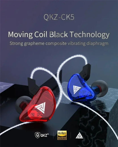 QKZ AK3 FiLe Wired Earphone with Microphone HiFi Music Monitor Bass Headphones Noise Cancelling Headset For Sport Gaming Earbuds