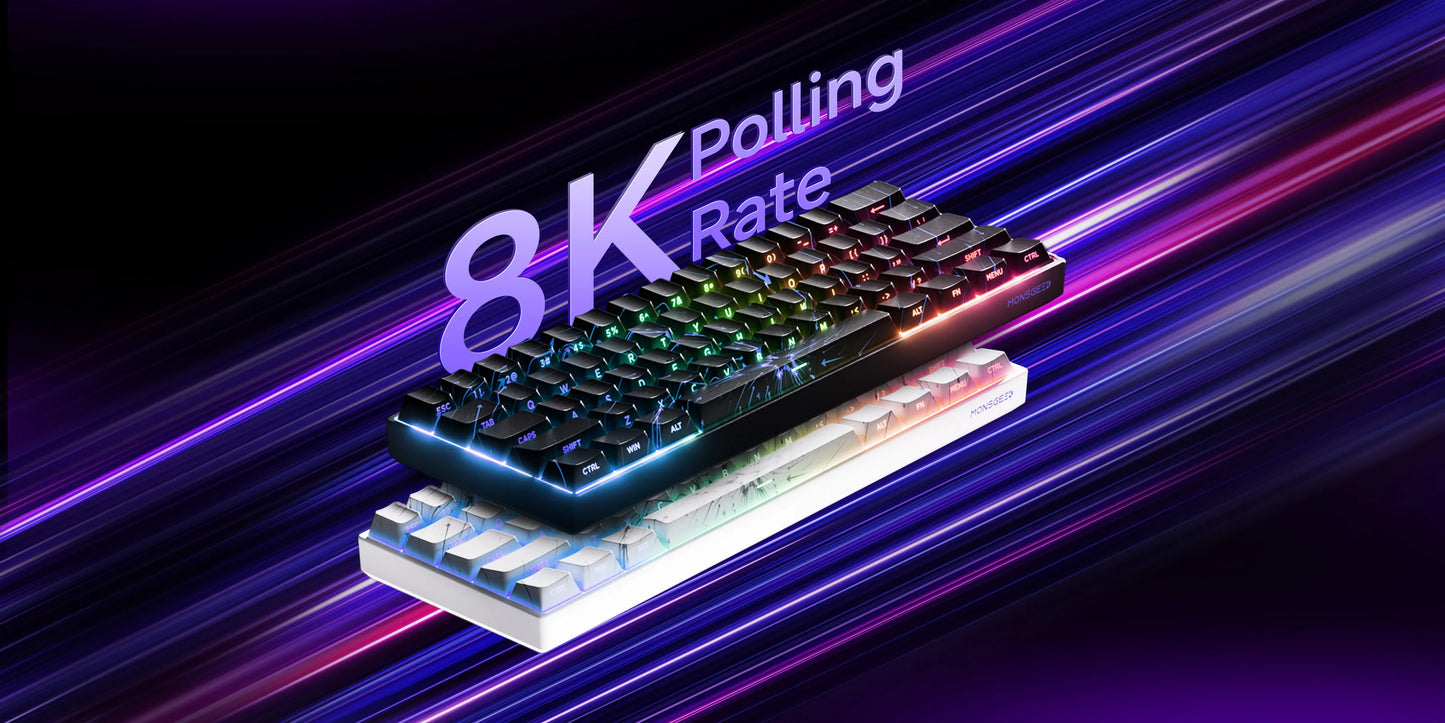 Teclado Mecanico , Akko MonsGeek FUN60 com Switch Magnético, 60%, com Resposta Rápida de 0,01mm, 8K ARGB HE/TMR