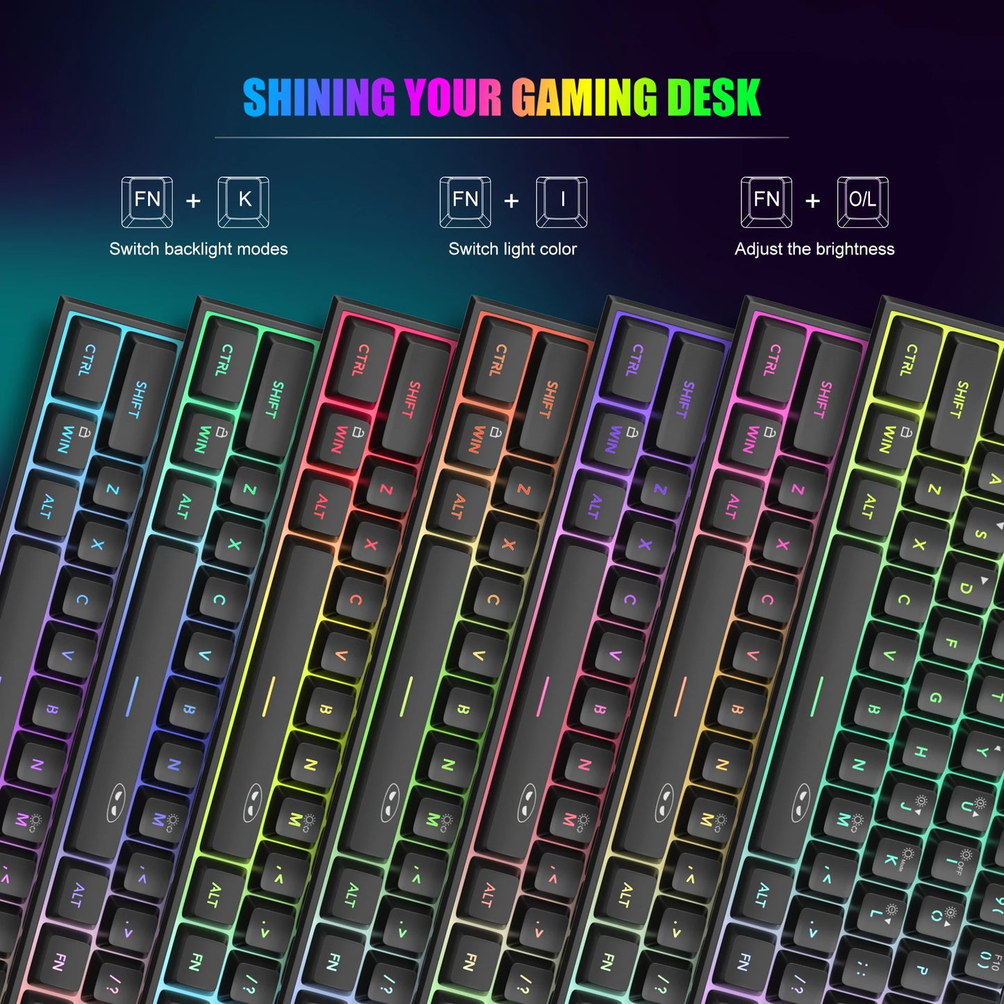 Teclado MageGee 60% RGB – Compacto e Confortável para Trabalho e Setup Gamer