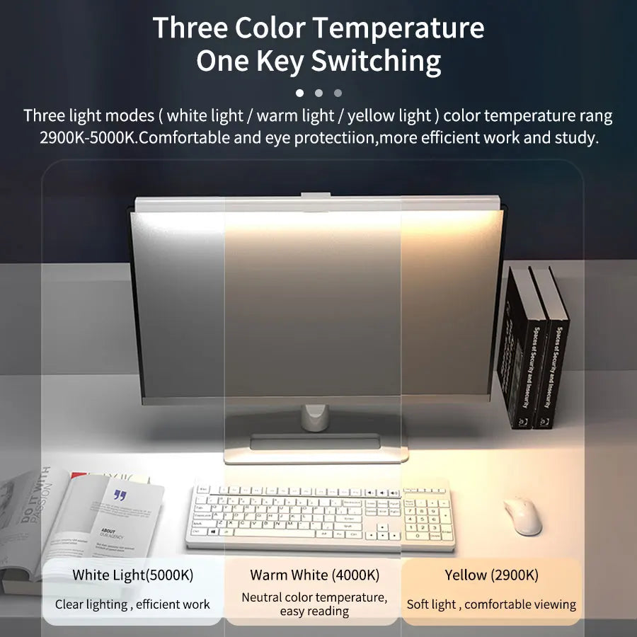 Light Bar de Monitor 50cm USB | Dimmer Stepless — Setup Clean para Home Office e Estudo